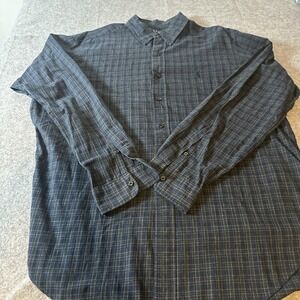 Ralph Lauren Classic Fit Mens XL Navy Plaid Long Sleeve Button Down Shirt Pony